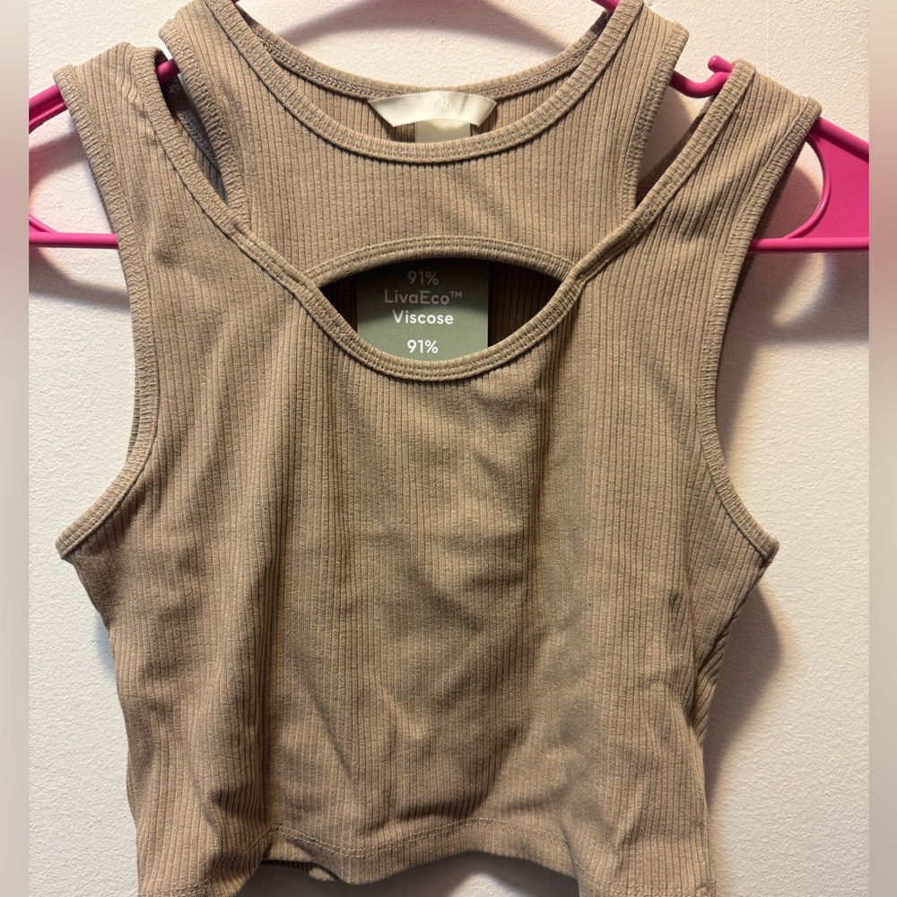 H&M Ribbed Beige Crop Top
